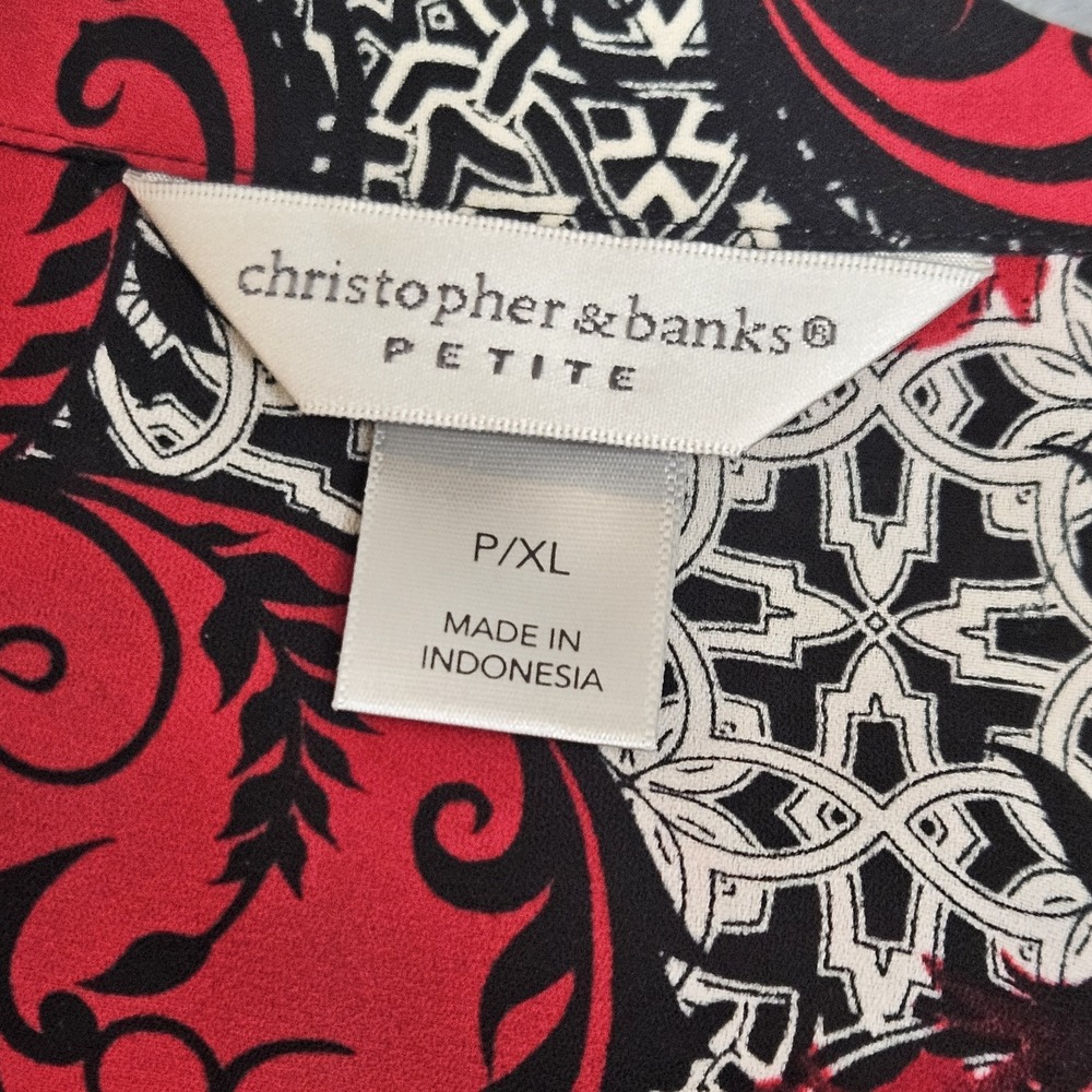 CJ Banks Christopher Banks black / red long blouse Size 1X long sleeve Corpcore - Picture 6 of 8